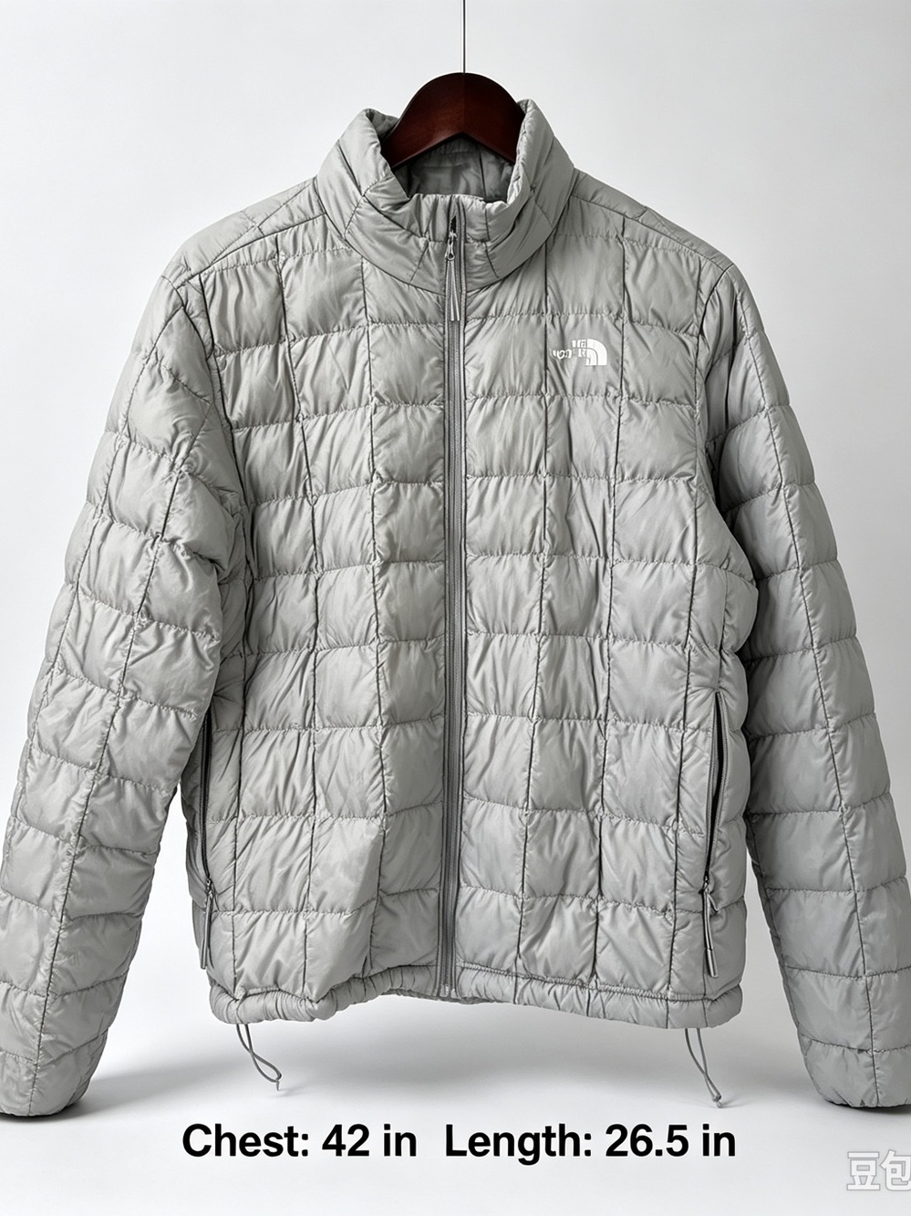 The North Face Men’s Gray 550 Down Puffer Jacket Full Zip Stand-Up L 42"
